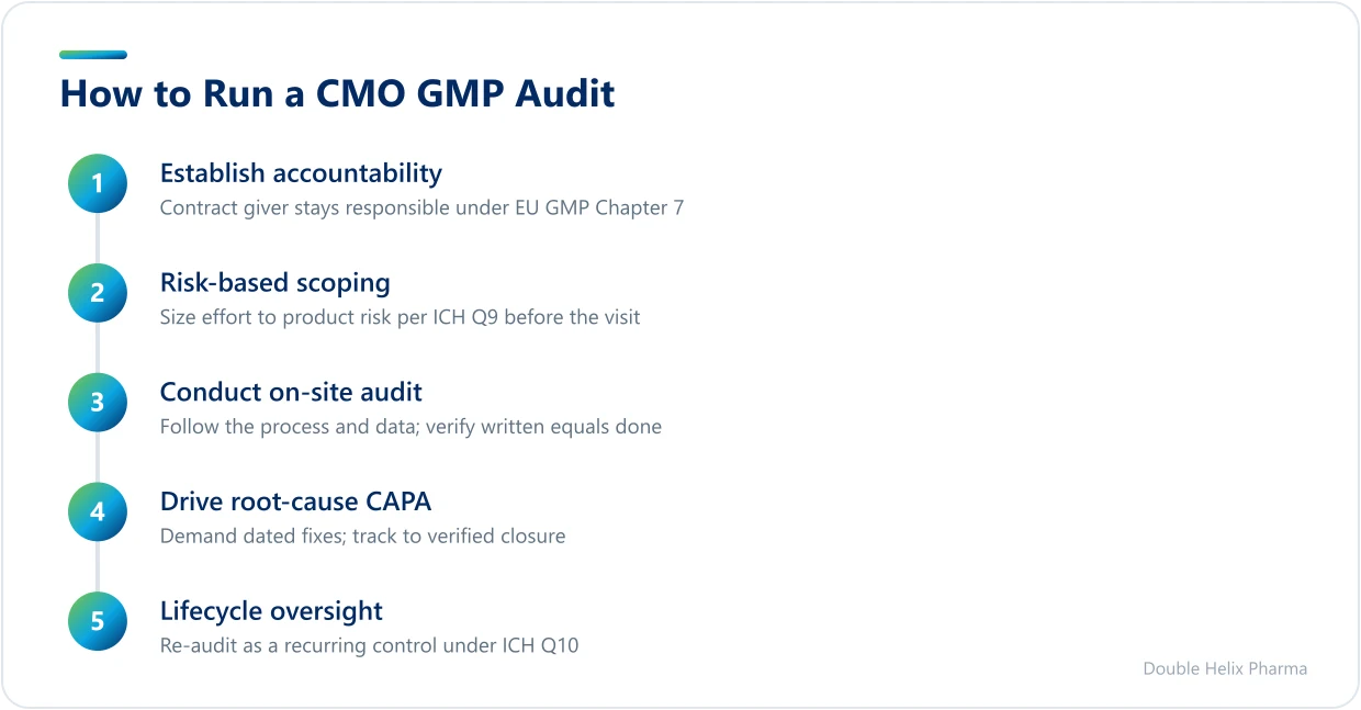 Five stages of conducting a risk-based CMO GMP audit